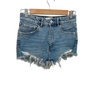 Zara Womens Medium Wash High Rise Cut Off Booty Denim Jean Shorts Size 4
